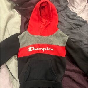 Champion Kids Hoodie in Red, Gray, and Black